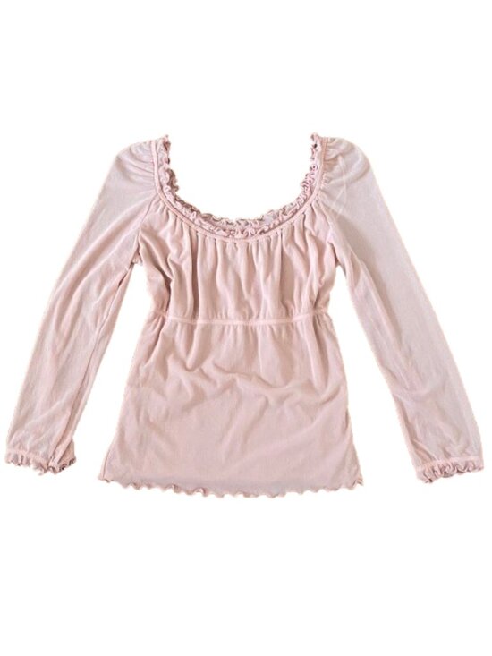 Guess Tops - Vintage Y2K Top Guess Pink Sheer Peasant Babydoll Coquette Blouse Empire Waist